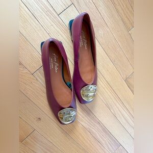 Ana Palma Burgundy Flats with Gold Accents Size 8